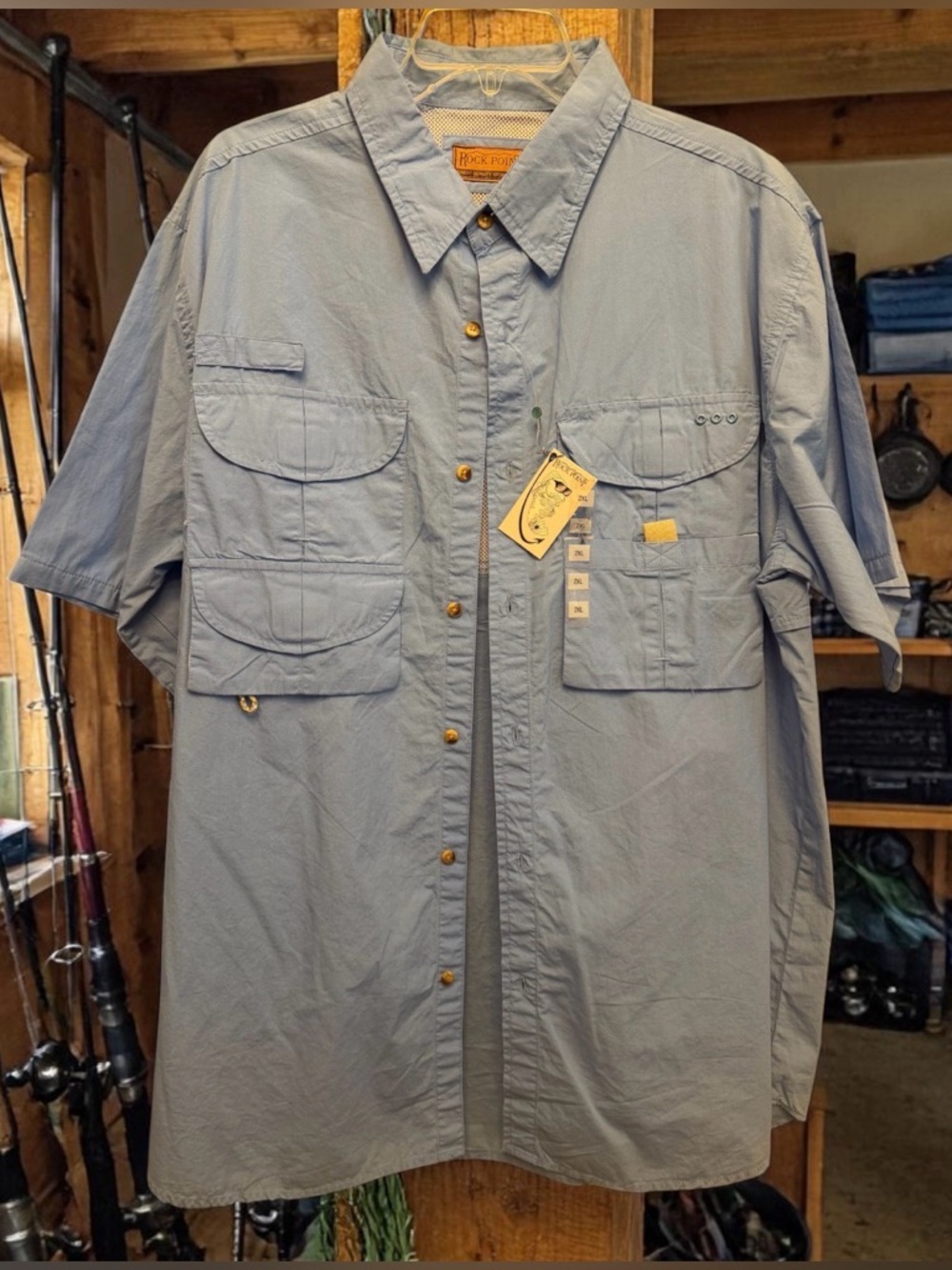 New with Tags Men's 2XL Lightweight Short-Sleeve Utility Shirt in Light Blue